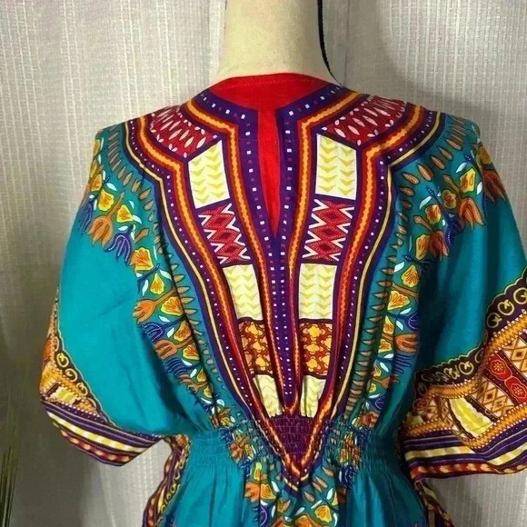 Karan Women’s One Size Dashiki Elastic Waist Colorful Dress - Picture 8 of 9